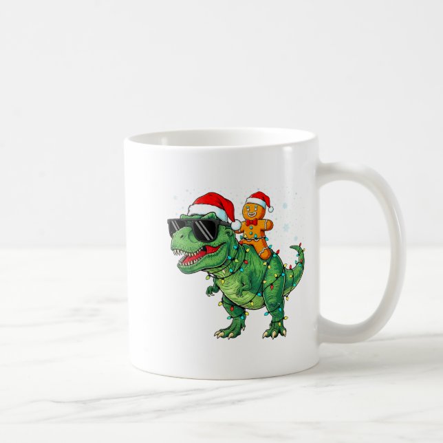 Mug Funny Christmas T Rex Dinosaur Gingerbread Lights  (Droite)