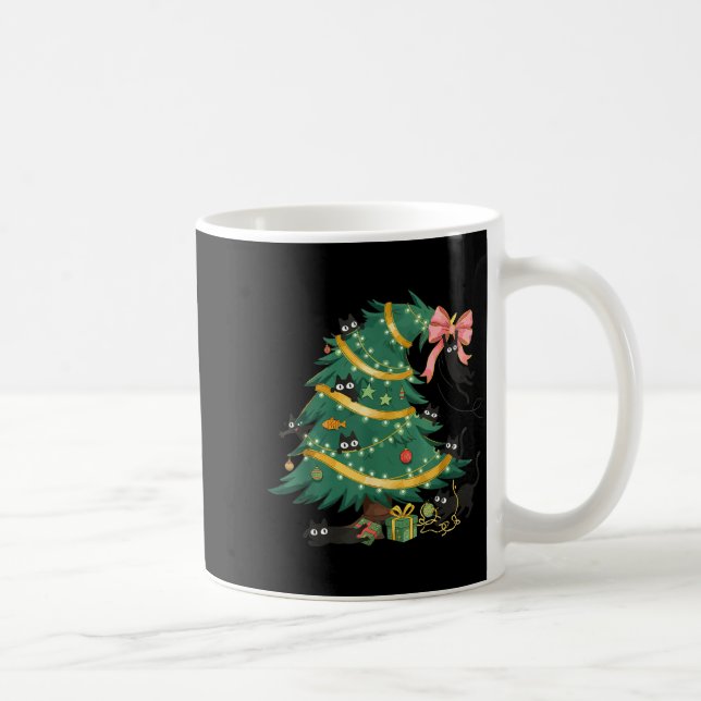 Mug Funny Christmas Tree Cute Black Cat Matching Famil (Droite)