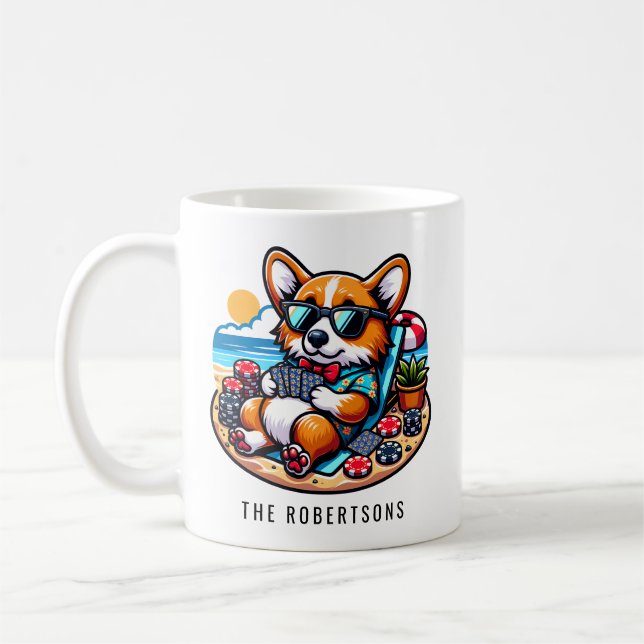 Mug Funny Corgi Poker Joueur personnalisé (Gauche)
