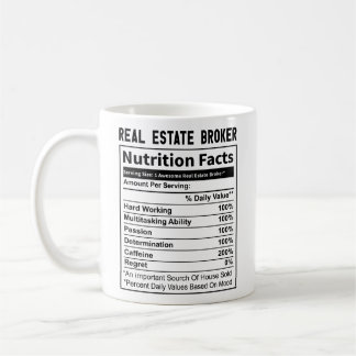Mug Funny Courtier immobilier Realtor Nutrition Fiches
