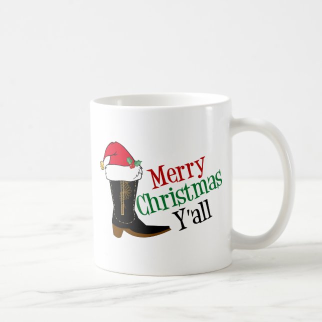 Mug Funny Cowboy Joyeux Noël Y'all Texas Humour (Droite)