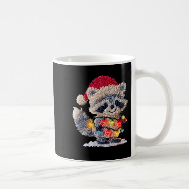 Mug Funny Crochet Christmas Raccoon Xmas Lights Girly  (Droite)