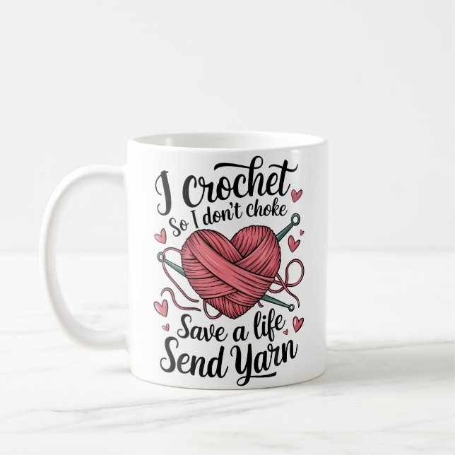 Mug Funny Crochet Yarn Crafting Humor Knitting Tee (Gauche)