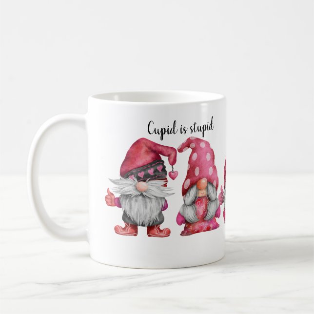 Mug Funny Cupid Est Stupide Aquarelle Valentine Gnomes (Gauche)