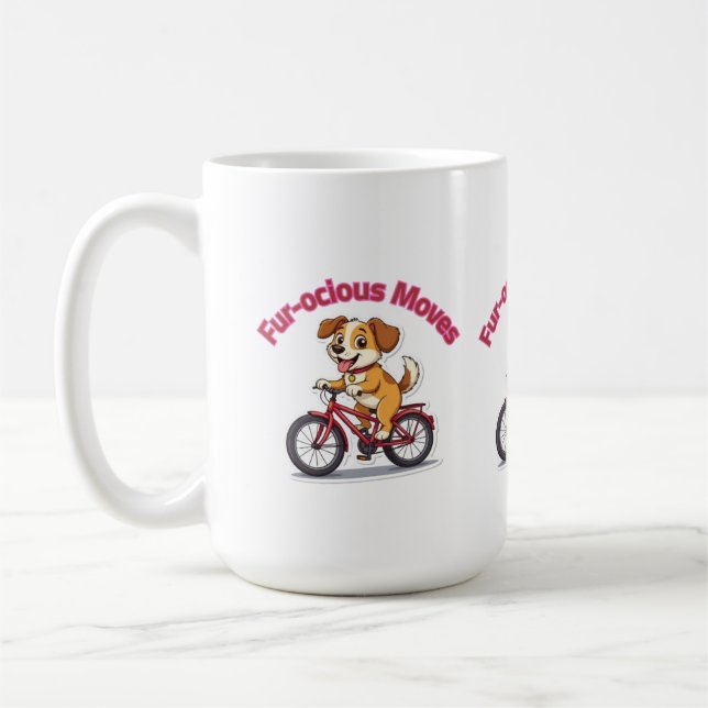 Mug **Funny Cycling Dog – Cute Dog Riding a Bicycle Il (Gauche)
