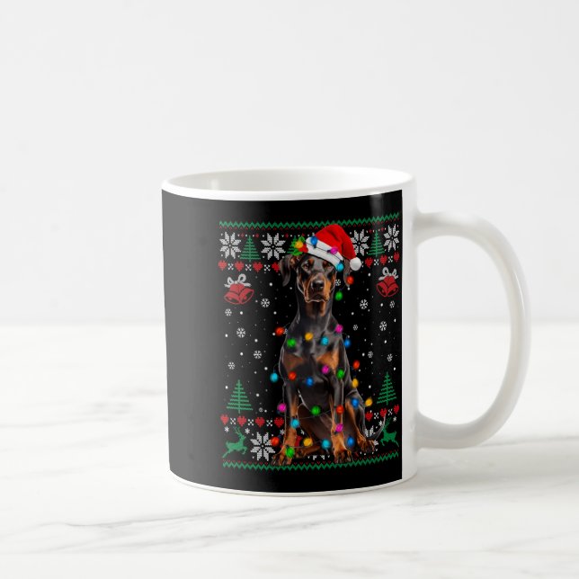 Mug Funny Doberman Christmas Santa Hat Dog Ugly Sweate (Droite)