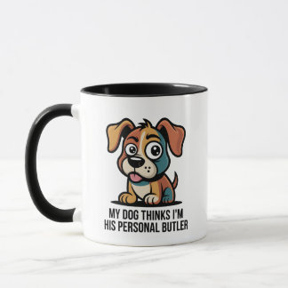 Mug Funny Dog Butler Cartoon Quote