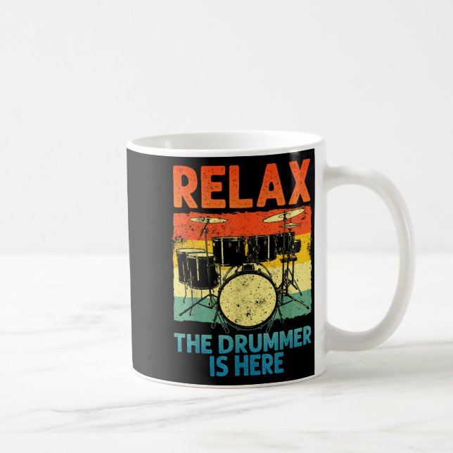 Mug Funny Drumming Art For Men Women Drumline Drum Set (Droite)