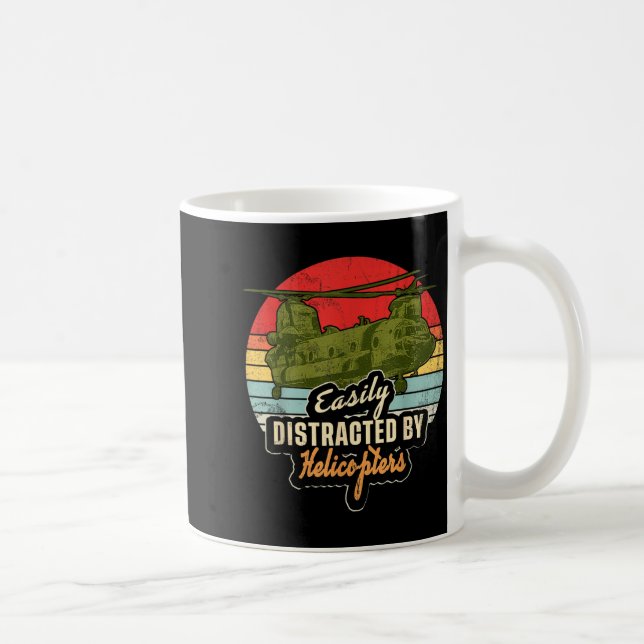 Mug Funny Easily Distracted By Chinook Helicopter Retr (Droite)
