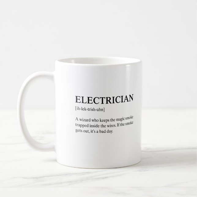 Mug Funny Electrician Technical Meaning Description (Gauche)