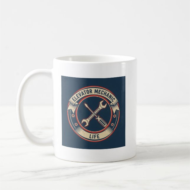 Mug Funny Elevator Technician Gift - Mechanic Life Log (Gauche)