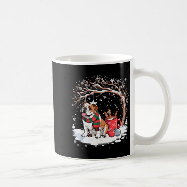 Mug Funny English Bulldog In The Snow Tree Christmas W (Droite)