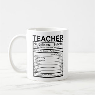 Mug Funny Enseignant Faits nutritionnels