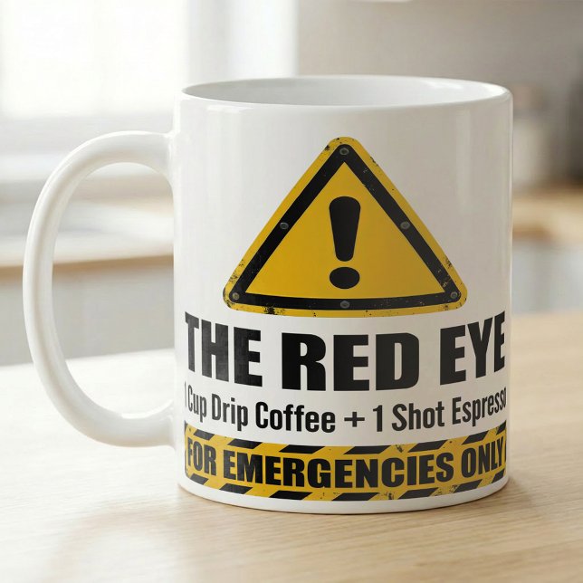 Mug Funny Espresso Red Eye  Emergency Alert  (Créateur téléchargé)