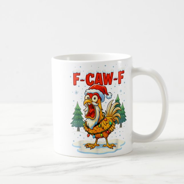 Mug Funny F-caw-f Christmas Chicken Xmas Lights Santa  (Droite)