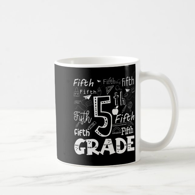 Mug Funny Fifth Grade Doodle Tygraphy Birthday Design  (Droite)