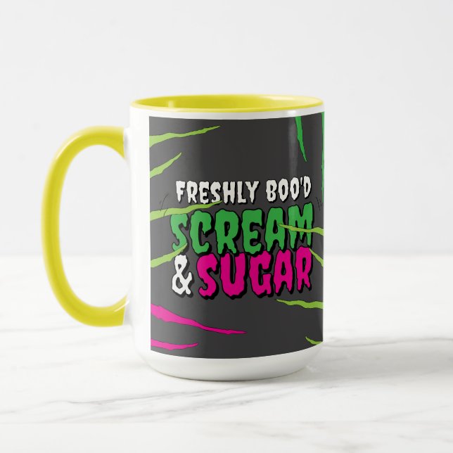 Mug Funny Fun Zombie Scratched Scream & Sugar  (Gauche)