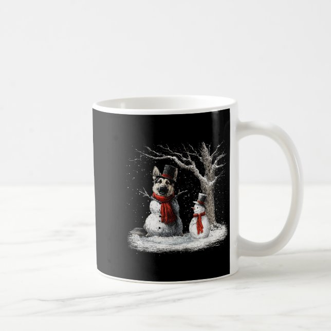 Mug Funny German Shepherd Dog In The Snow Tree Christm (Droite)