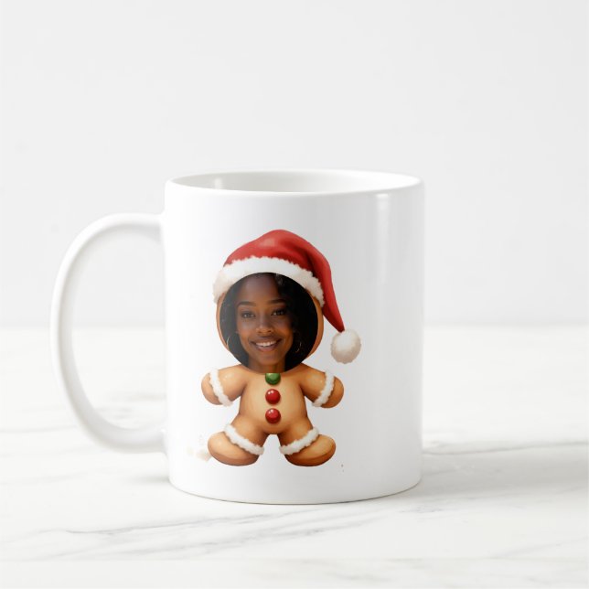 Mug Funny Gingerbread Man Your Photo Christmas (Gauche)