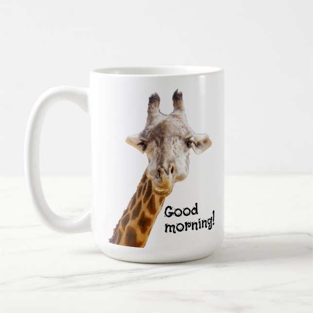 Mug Funny Giraffe Good Morning Salutation Faune (Gauche)
