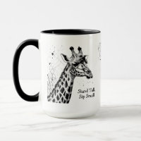 Funny Giraffe Noir Blanc Encre Personnalisée