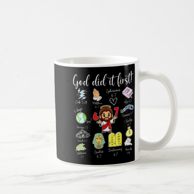 Mug Funny God Did It First 67 Meme Jesus Christian Bib (Droite)