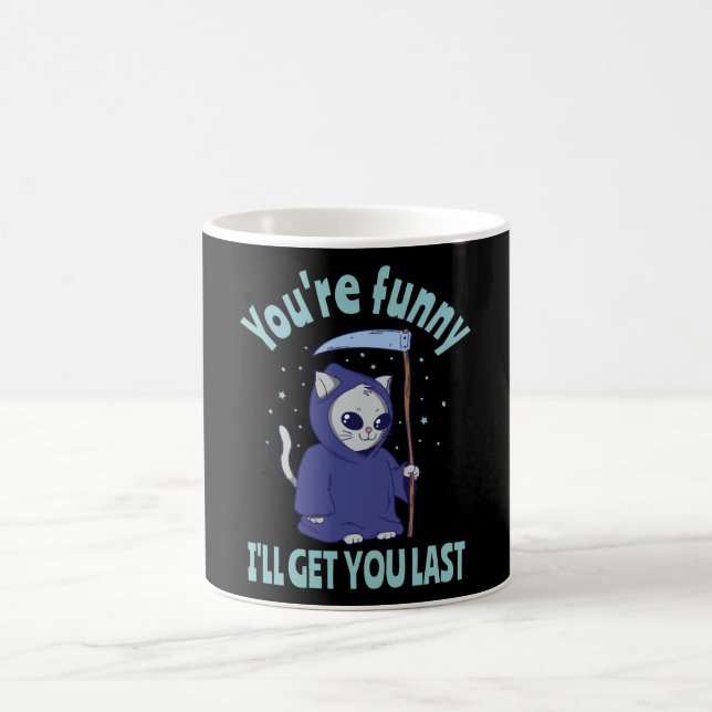 Mug Funny Grim Reaper Cat Halloween Costume (Centre)