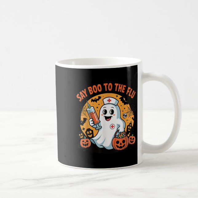 Mug Funny Halloween Quote Say Boo To The Flu Cool Vacc (Droite)