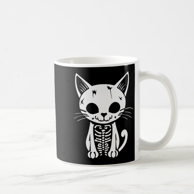 Mug Funny Halloween Skeleton Cat Kitty Costume Skull C (Droite)