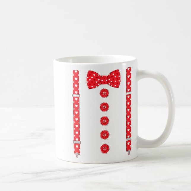 Mug Funny Hearts Bow Tie Suspenders Valentine's Day Co (Droite)