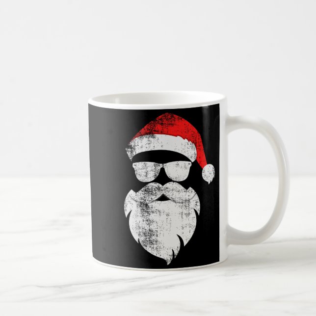 Mug Funny Hipster Santa Face With Hat Beard &amp; Gles (Droite)