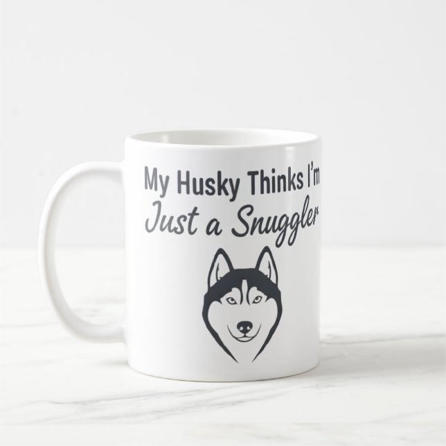 Mug Funny Husky Dog Snuggler (Gauche)