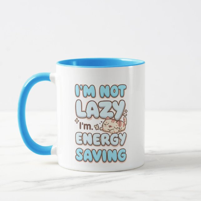 Mug Funny "I'm Not Lazy" Blue Bubbly Font (Gauche)