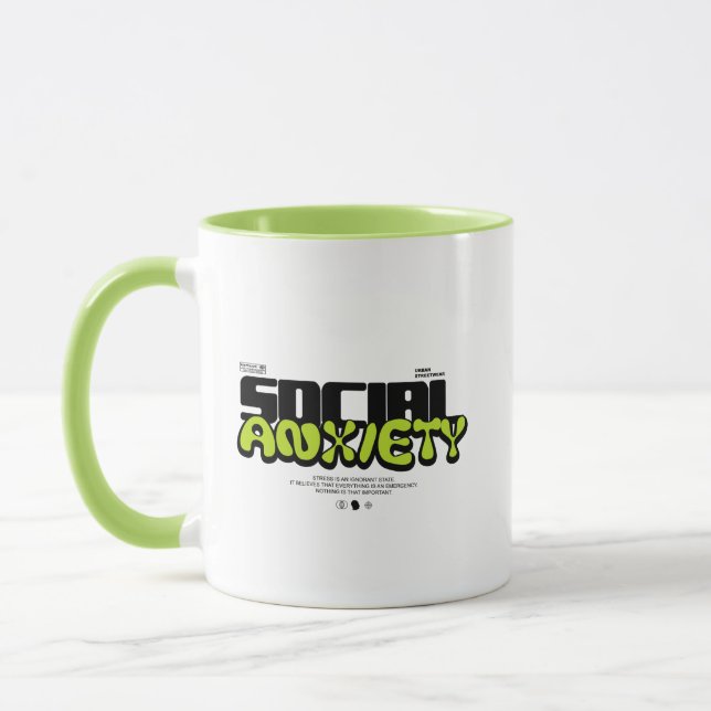 Mug Funny Introvert "Social Anxiety" Quote (Gauche)