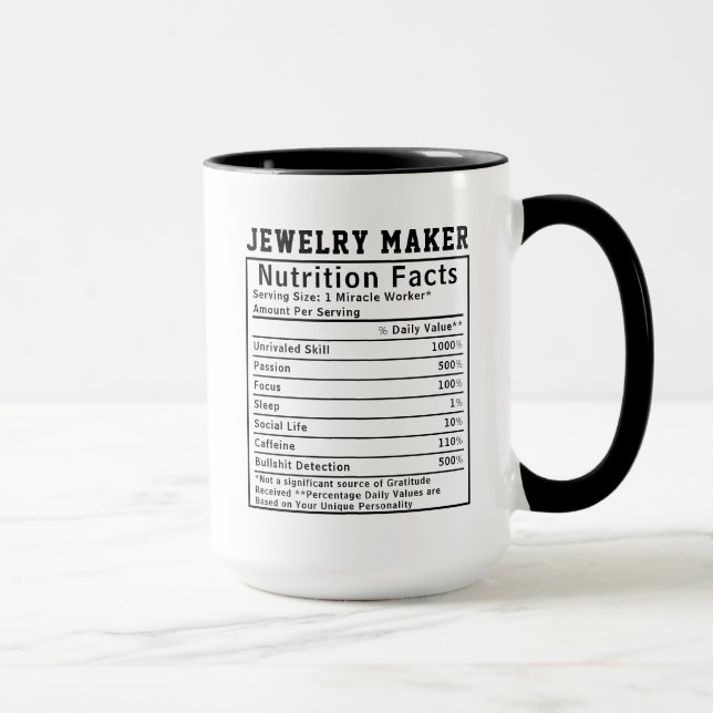 Mug Funny Jewelry Maker Nutrition Facts Silversmith  (Droite)