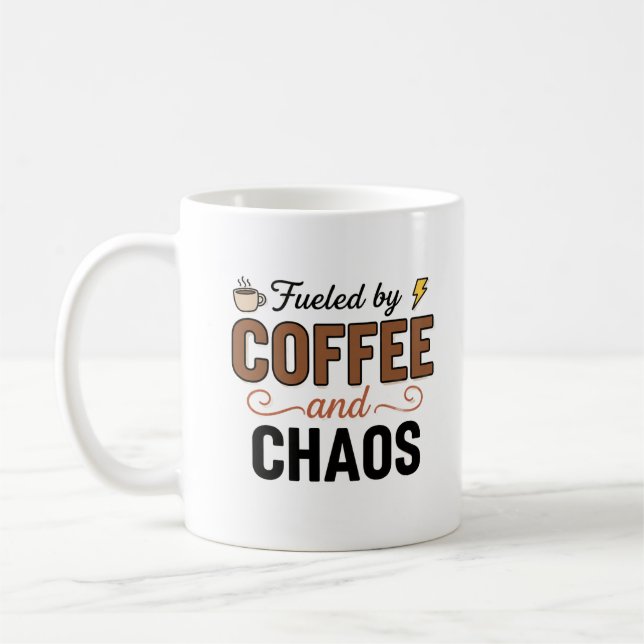 Mug Funny Life Quote Typography Cup | Mom Chaos Gift (Gauche)