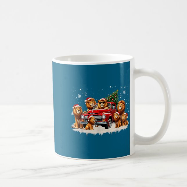 Mug Funny Lion Riding Christmas Tree Truck Christmas  (Droite)