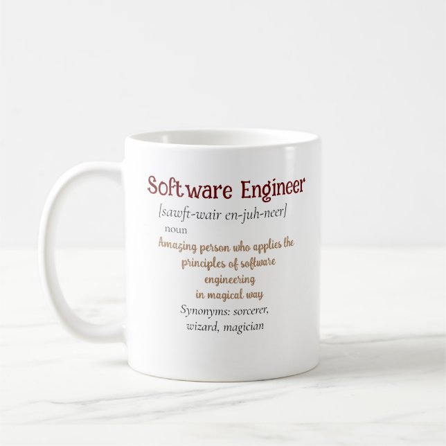 Mug Funny Meilleur Ingénieur Logiciel Définition Coff  (Gauche)