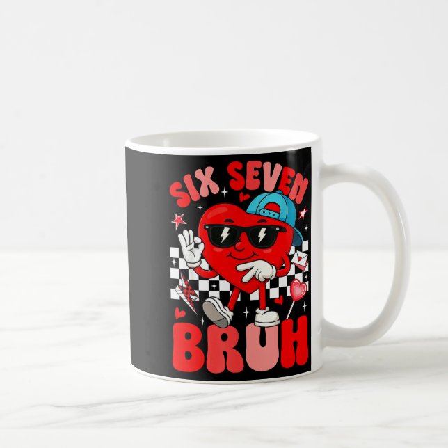 Mug Funny Meme 6 7 Six Seven Bruh Valentine Heart Men  (Droite)