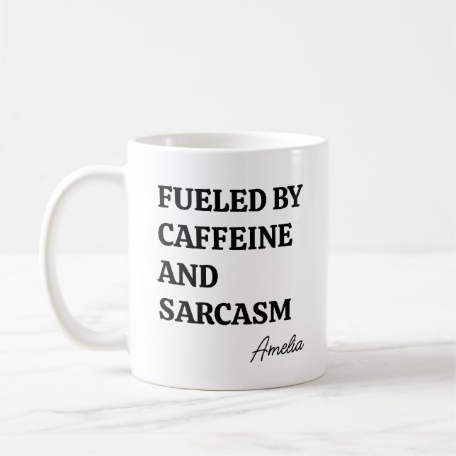 Mug Funny Minimalist Caffeine Sarcasm Personalized (Gauche)