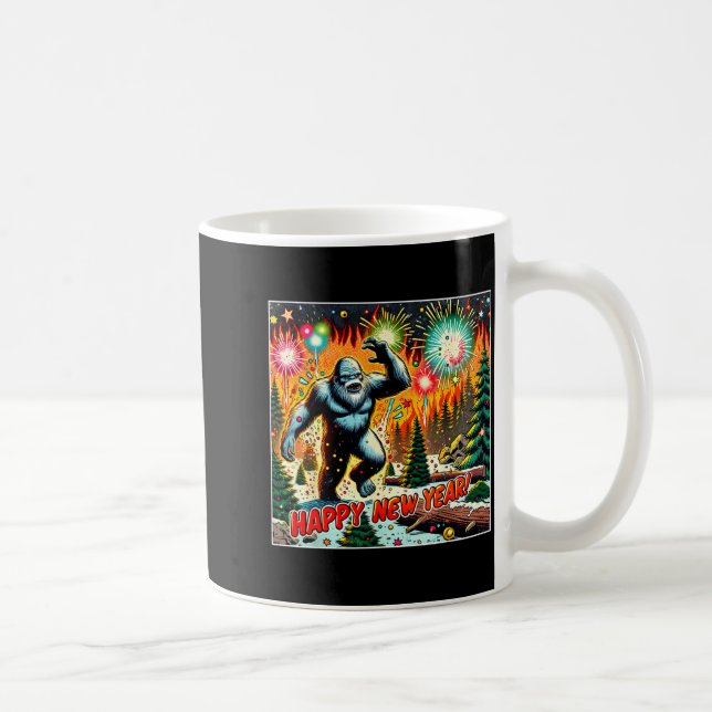 Mug Funny New Years Eve 2024 Bigfoot And Fireworks Hum (Droite)