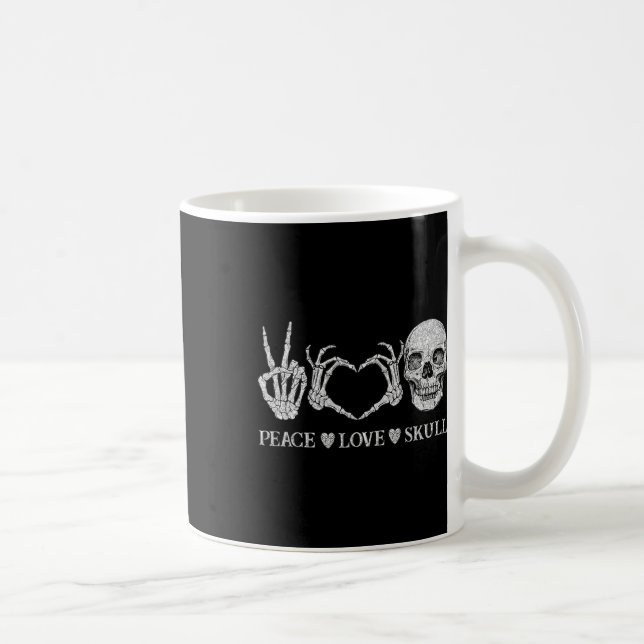 Mug Funny Peace Love Skull Skeleton Halloween (Droite)