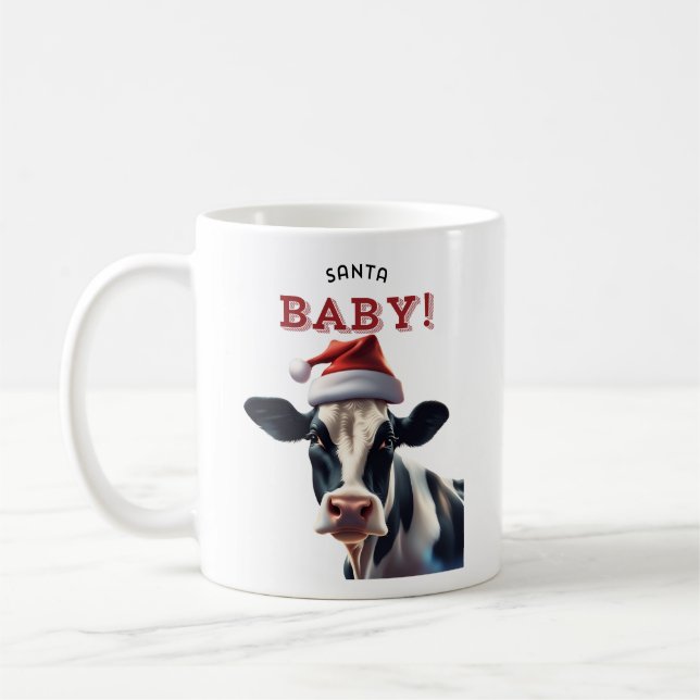 Mug Funny Père Noël bébé Noël Holstein vache (Gauche)