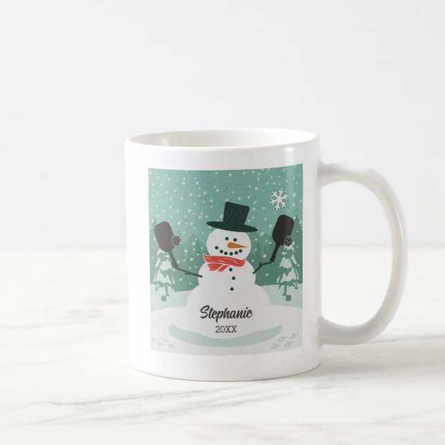 Mug Funny Pickleball Noël Snowman Personnalisé (Droite)