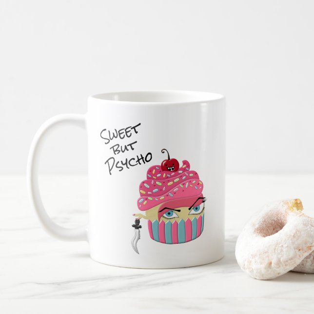 Mug Funny Pink Kawaii Humour alimentaire Cupcake Hallo (Avec donut)
