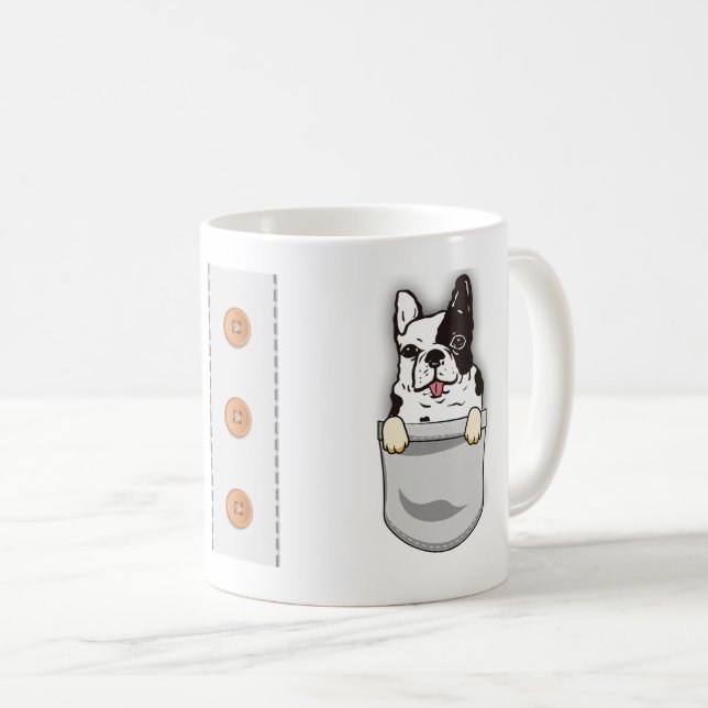 Mug Funny Pocket French Bulldog Race Adulte Chien Pers (Devant droit)