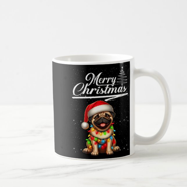 Mug Funny Pug Dog Christmas Lights Santa Hat Candy Can (Droite)