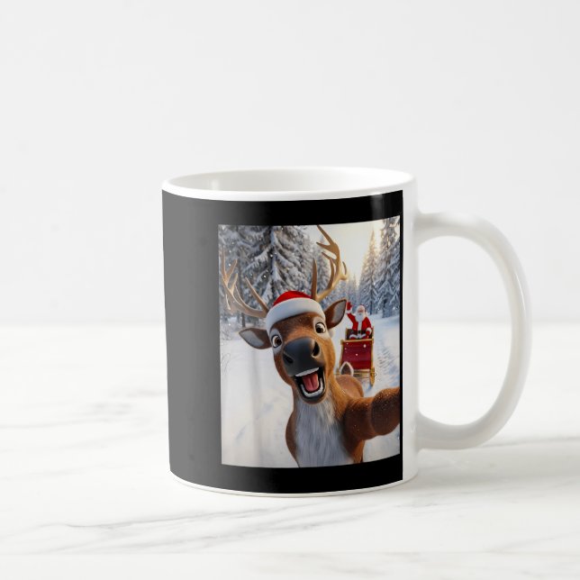 Mug Funny Reindeer Selfie Santa Merry Christmas Men Wo (Droite)