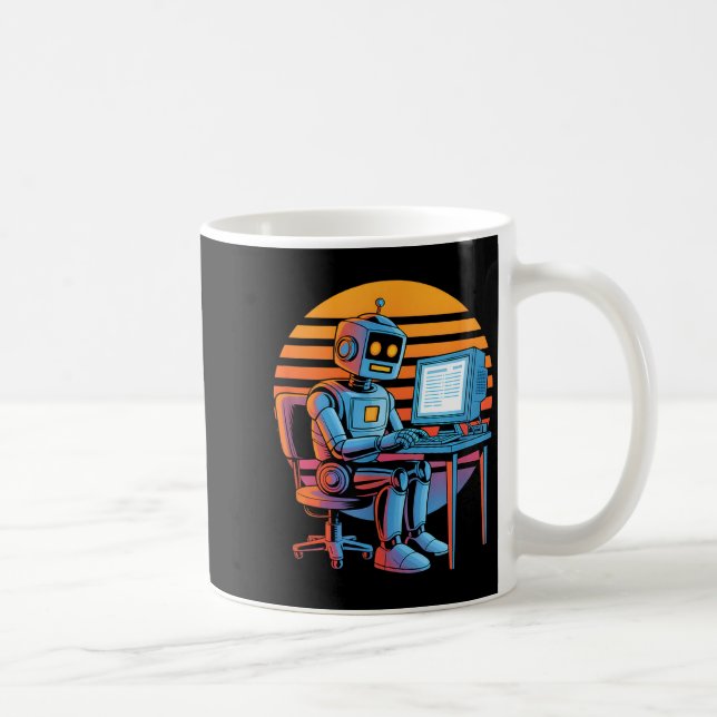 Mug Funny retro robot coding computer screen Funny ret (Droite)
