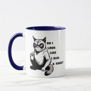 Mug Funny Rise & Shine Grumpy Cat Humour café du matin